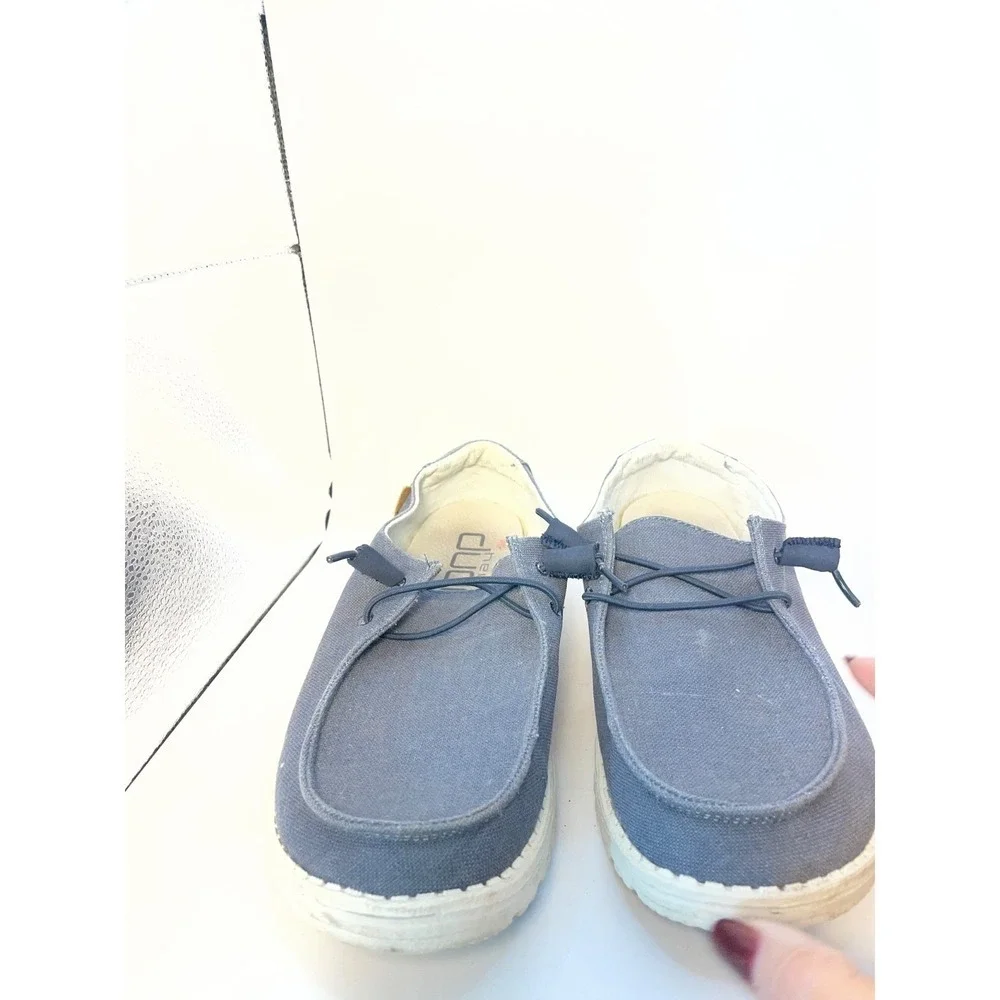 Hey‎ Dude Wendy Chambray Off navy white Slip On Loafers Shoes Women's Size 11